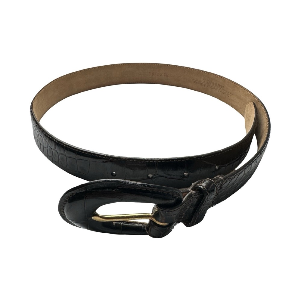 Bespoke Deep Brown American Alligator Belt Womens 1 inch Size S Made in USA